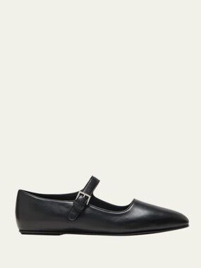 The Row Ava Black Leather Mary Jane